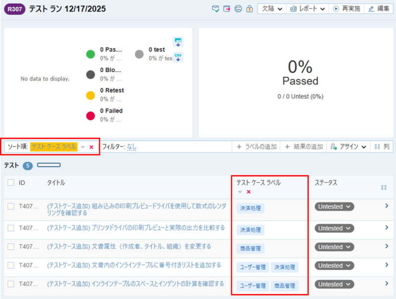 TestRailテストケースラベル